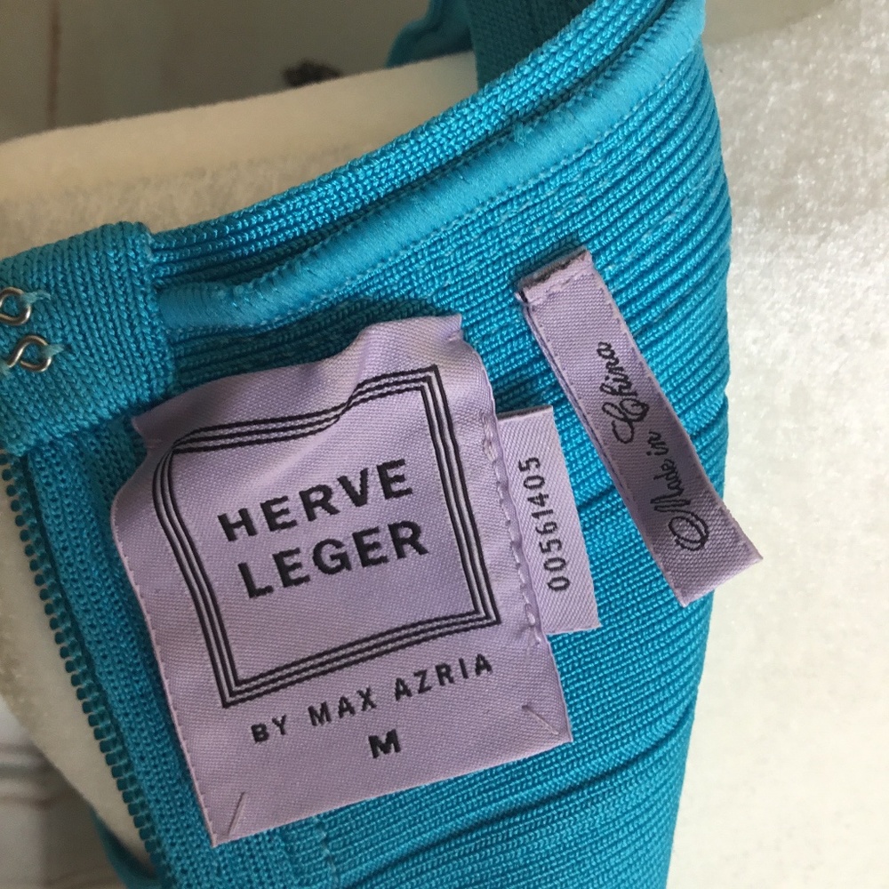 Herve Leger turquoise dress by Max Azaria - Picture 3 of 3